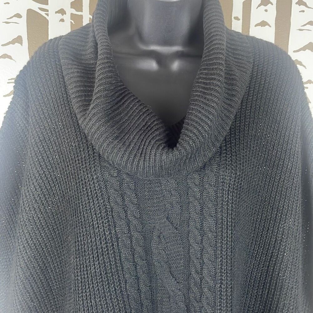 Cowl Neck Knitted Poncho S/M